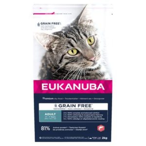 Croquettes Eukanuba Adult Grain Free au Saumon pour Chat