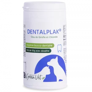 GREEN VET Dentalplak - Dentifrice en Poudre pour Chien et Chat - pot de 50g
