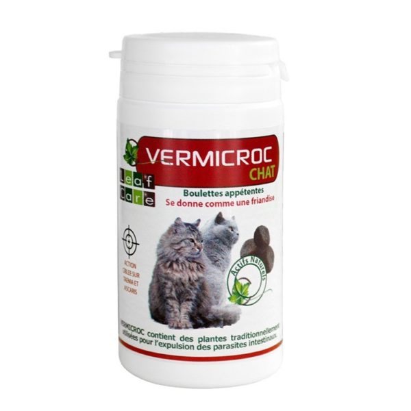 Vermicroc Chat - Antiparasitaire Naturel pour Chats en Boulettes Appétantes - 40 boulettes